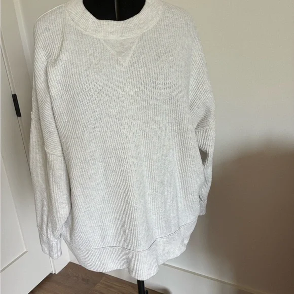 Aerie Women's Ribbed Crew Neck Sweaters  - 1 Blue and 1 Cream - Picture 3 of 6